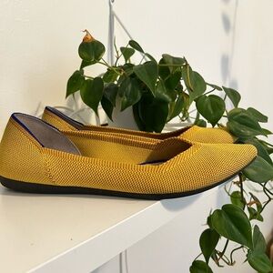 Rothy's The Point Marigold Yellow Signature Blue Halo Ballet Flats